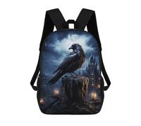 sinyumoney 3D Printed Children's 17inch Backpack Gothic Raven Travel Lightweight School Bag Fashion Backpack for Kids School Students