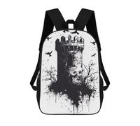 sinyumoney 3D Printed Children's 17inch Backpack Gothic Tower with Crows Travel Lightweight School Bag Fashion Backpack for Kids School Students