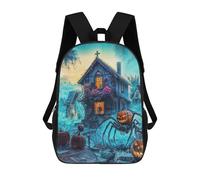 sinyumoney 3D Printed Children's 17inch Backpack Halloween Spider & Pumpkin Travel Lightweight School Bag Fashion Backpack for Kids School Students