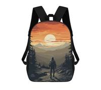 sinyumoney 3D Printed Children's 17inch Backpack Hiking Mountain Travel Lightweight School Bag Fashion Backpack for Kids School Students