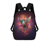 sinyumoney 3D Printed Children's 17inch Backpack Hummingbird Fantasy Artwork Travel Lightweight School Bag Fashion Backpack for Kids School Students