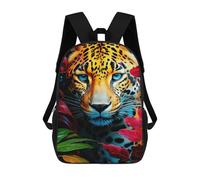 sinyumoney 3D Printed Children's 17inch Backpack Jaguar in Tropical Jungle Travel Lightweight School Bag Fashion Backpack for Kids School Students