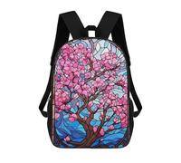 sinyumoney 3D Printed Children's 17inch Backpack Japanese Sakura Bloom Art Travel Lightweight School Bag Fashion Backpack for Kids School Students