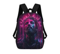 sinyumoney 3D Printed Children's 17inch Backpack Jesus in Neon Lights Travel Lightweight School Bag Fashion Backpack for Kids School Students