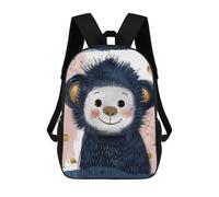 sinyumoney 3D Printed Children's 17inch Backpack Joyful Baby Monkey Artwork Travel Lightweight School Bag Fashion Backpack for Kids School Students
