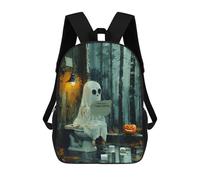 sinyumoney 3D Printed Children's 17inch Backpack Just A Ghost Pooping Travel Lightweight School Bag Fashion Backpack for Kids School Students
