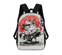 sinyumoney 3D Printed Children's 17inch Backpack Karate Cat Travel Lightweight School Bag Fashion Backpack for Kids School Students