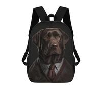 sinyumoney 3D Printed Children's 17inch Backpack Labrador in A Mens Suit Travel Lightweight School Bag Fashion Backpack for Kids School Students