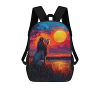 sinyumoney 3D Printed Children's 17inch Backpack Lion Under The Sun Painting Travel Lightweight School Bag Fashion Backpack for Kids School Students