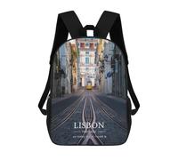 sinyumoney 3D Printed Children's 17inch Backpack LISBON Travel Lightweight School Bag Fashion Backpack for Kids School Students
