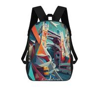 sinyumoney 3D Printed Children's 17inch Backpack London Tower Bridge 1 Travel Lightweight School Bag Fashion Backpack for Kids School Students