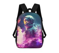 sinyumoney 3D Printed Children's 17inch Backpack Lost Astronaut Travel Lightweight School Bag Fashion Backpack for Kids School Students