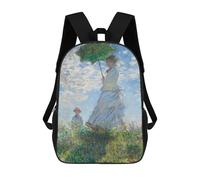 sinyumoney 3D Printed Children's 17inch Backpack Madame Monet And Her Son Travel Lightweight School Bag Fashion Backpack for Kids School Students