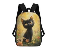 sinyumoney 3D Printed Children's 17inch Backpack Magical Black Cat Garden Travel Lightweight School Bag Fashion Backpack for Kids School Students