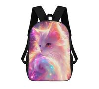 sinyumoney 3D Printed Children's 17inch Backpack Magical Cosmic Cat Artwork -1 Travel Lightweight School Bag Fashion Backpack for Kids School Students
