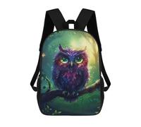 sinyumoney 3D Printed Children's 17inch Backpack Magical Forest Owl Artwork Travel Lightweight School Bag Fashion Backpack for Kids School Students
