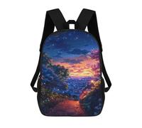 sinyumoney 3D Printed Children's 17inch Backpack Magical Night Pathway Travel Lightweight School Bag Fashion Backpack for Kids School Students