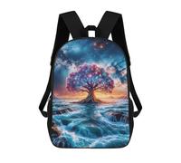 sinyumoney 3D Printed Children's 17inch Backpack Magical Tree Space Travel Lightweight School Bag Fashion Backpack for Kids School Students