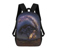 sinyumoney 3D Printed Children's 17inch Backpack Milky Way Arch Over Tree Travel Lightweight School Bag Fashion Backpack for Kids School Students