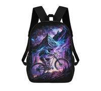 sinyumoney 3D Printed Children's 17inch Backpack Mountain Bike Adventure in Space Travel Lightweight School Bag Fashion Backpack for Kids School Students