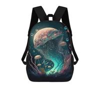 sinyumoney 3D Printed Children's 17inch Backpack Oceanic Fantasy Bioluminescence Travel Lightweight School Bag Fashion Backpack for Kids School Students