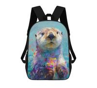 sinyumoney 3D Printed Children's 17inch Backpack Otter Holding Gifts Travel Lightweight School Bag Fashion Backpack for Kids School Students
