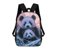 sinyumoney 3D Printed Children's 17inch Backpack Panda Family Portrait Travel Lightweight School Bag Fashion Backpack for Kids School Students