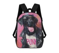 sinyumoney 3D Printed Children's 17inch Backpack Punk Dog Fashion Art Print-2 Travel Lightweight School Bag Fashion Backpack for Kids School Students