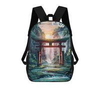 sinyumoney 3D Printed Children's 17inch Backpack Red Torii Gate Forest Travel Lightweight School Bag Fashion Backpack for Kids School Students