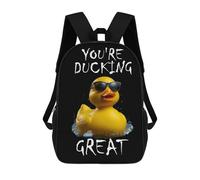 sinyumoney 3D Printed Children's 17inch Backpack Rubber Duck Ducking Great Travel Lightweight School Bag Fashion Backpack for Kids School Students