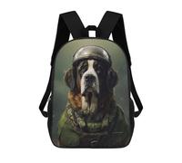 sinyumoney 3D Printed Children's 17inch Backpack Saint Bernard Soldier Travel Lightweight School Bag Fashion Backpack for Kids School Students