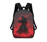 sinyumoney 3D Printed Children's 17inch Backpack Samurai Warrior with Red Sword Travel Lightweight School Bag Fashion Backpack for Kids School Students