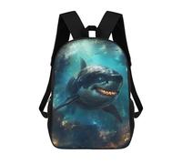 sinyumoney 3D Printed Children's 17inch Backpack Shar Evil Horror Scary Sea Travel Lightweight School Bag Fashion Backpack for Kids School Students