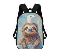 sinyumoney 3D Printed Children's 17inch Backpack Sloth with Toilet Paper Hat Travel Lightweight School Bag Fashion Backpack for Kids School Students