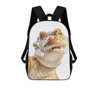 sinyumoney 3D Printed Children's 17inch Backpack Smiling Crocodile Selfie Travel Lightweight School Bag Fashion Backpack for Kids School Students