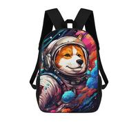 sinyumoney 3D Printed Children's 17inch Backpack Space Dog Adventure-406 Travel Lightweight School Bag Fashion Backpack for Kids School Students