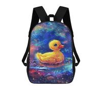 sinyumoney 3D Printed Children's 17inch Backpack Space Duck Toy Painting Travel Lightweight School Bag Fashion Backpack for Kids School Students
