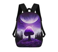 sinyumoney 3D Printed Children's 17inch Backpack Space Purple Mushroom Travel Lightweight School Bag Fashion Backpack for Kids School Students