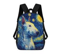 sinyumoney 3D Printed Children's 17inch Backpack Starry Night Bull Terrier Travel Lightweight School Bag Fashion Backpack for Kids School Students