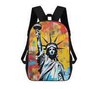 sinyumoney 3D Printed Children's 17inch Backpack Statue of Liberty Punk Travel Lightweight School Bag Fashion Backpack for Kids School Students