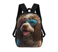 sinyumoney 3D Printed Children's 17inch Backpack Stylish Dog with Sunglasses -1 Travel Lightweight School Bag Fashion Backpack for Kids School Students