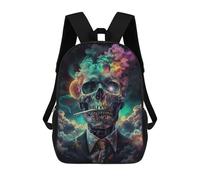 sinyumoney 3D Printed Children's 17inch Backpack Suit Up! Smoke Skull Travel Lightweight School Bag Fashion Backpack for Kids School Students