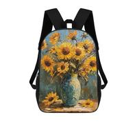 sinyumoney 3D Printed Children's 17inch Backpack Sunflower Bouquet Oil Painting-3 Travel Lightweight School Bag Fashion Backpack for Kids School Students