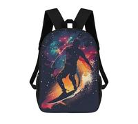 sinyumoney 3D Printed Children's 17inch Backpack Surf Galaxy Silhouette Travel Lightweight School Bag Fashion Backpack for Kids School Students