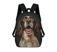 sinyumoney 3D Printed Children's 17inch Backpack Surprised Springer Spaniel Travel Lightweight School Bag Fashion Backpack for Kids School Students