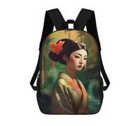 sinyumoney 3D Printed Children's 17inch Backpack The Geishas Charm Travel Lightweight School Bag Fashion Backpack for Kids School Students