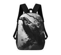 sinyumoney 3D Printed Children's 17inch Backpack The Raven Monochromatic Travel Lightweight School Bag Fashion Backpack for Kids School Students