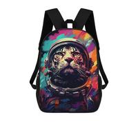 sinyumoney 3D Printed Children's 17inch Backpack Tiger Astronaut Space Suit Travel Lightweight School Bag Fashion Backpack for Kids School Students