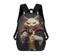 sinyumoney 3D Printed Children's 17inch Backpack Vampire Cat with Wine Glass-3 Travel Lightweight School Bag Fashion Backpack for Kids School Students