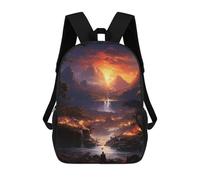 sinyumoney 3D Printed Children's 17inch Backpack Volcanic Sunset Adventure Camp Travel Lightweight School Bag Fashion Backpack for Kids School Students
